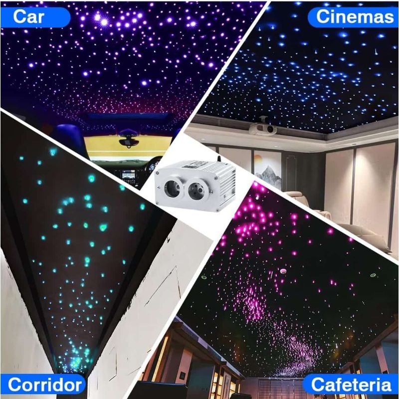 Auto si Moto - Electrice auto - Iluminare si semnalizare - Lumini ambientale - Kit Fibra Optica Plafon Instelat Auto TWINKLE RGBW 32W 600 Fire 0.75mm si 3M lungime , Control din Aplicatie Telecomanda - Infinity.ro