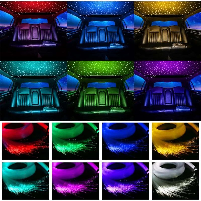 Auto si Moto - Electrice auto - Iluminare si semnalizare - Lumini ambientale - Kit Fibra Optica Plafon Instelat Auto TWINKLE RGBW 32W 600 Fire 0.75mm si 3M lungime , Control din Aplicatie Telecomanda - Infinity.ro