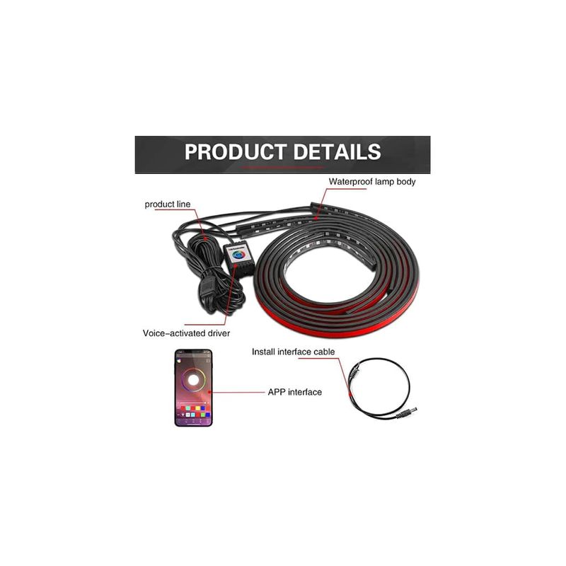 Auto si Moto - Electrice auto - Iluminare si semnalizare - Lumini ambientale - Banda LED auto RGBIC dinamica 2x90 cm si 2x120 cm - Infinity.ro
