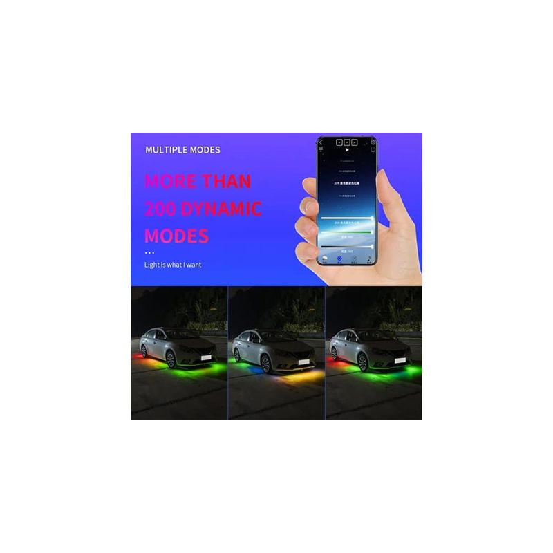 Auto si Moto - Electrice auto - Iluminare si semnalizare - Lumini ambientale - Banda LED auto RGBIC dinamica 2x90 cm si 2x120 cm - Infinity.ro