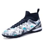 Sport si Outdoor - Echipament Sportiv - Incaltaminte sport - Pantofi sport - Ghete de fotbal MBrands, 8.4 cu glezna pentru teren sintetic, culoare alb cu negru 36 - Infinity.ro