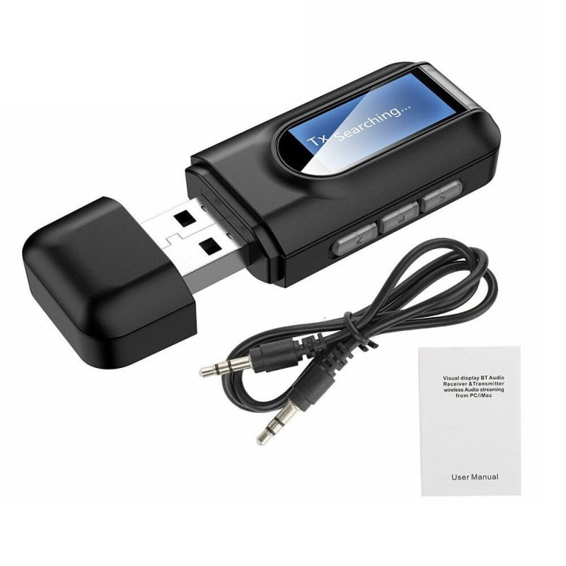 Auto si Moto - Electronice auto - Multimedia auto - Receptor si Transmitator 2 In 1 Techstar® T16, Bluetooth 5.0, Ecran LCD, AUX, Alimentare USB, Compatibil Sisteme Audio - Infinity.ro