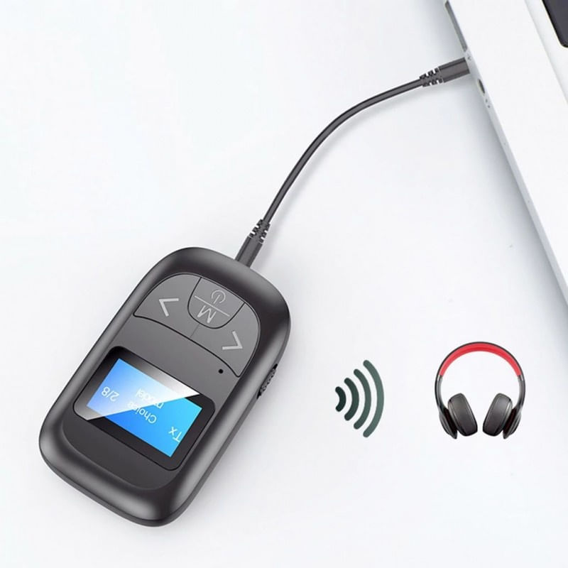 Auto si Moto - Electronice auto - Multimedia auto - Receptor Transmitator Bluetooth Techstar® T14, Bluetooth 5.0, Microfon Incorporat, Ecran LCD, AUX, Acumulator - Infinity.ro