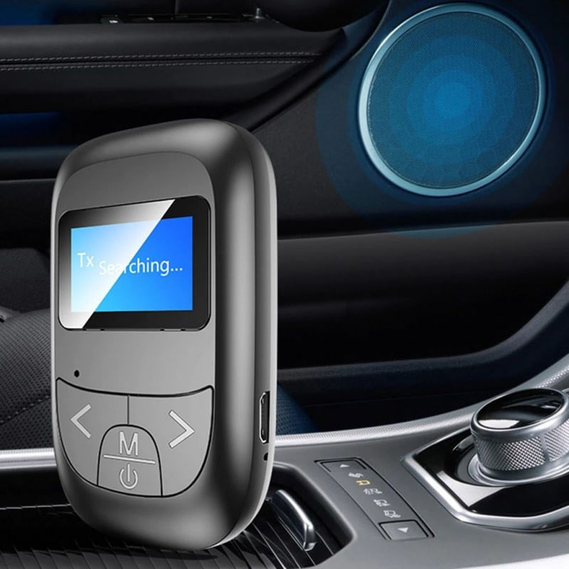 Auto si Moto - Electronice auto - Multimedia auto - Receptor Transmitator Bluetooth Techstar® T14, Bluetooth 5.0, Microfon Incorporat, Ecran LCD, AUX, Acumulator - Infinity.ro