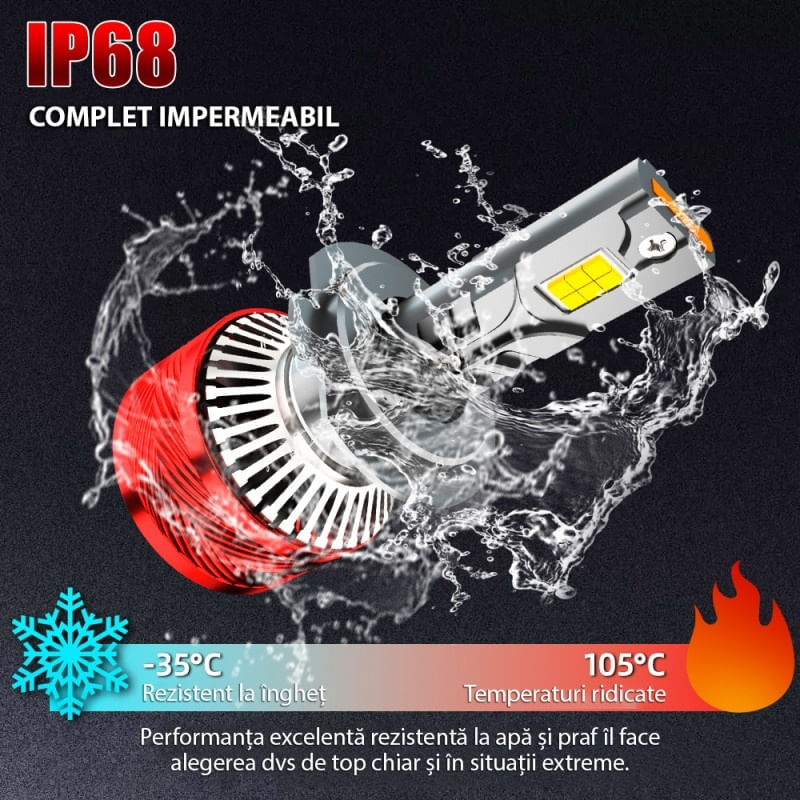 Auto si Moto - Electrice auto - Iluminare si semnalizare - Becuri auto - Set 2 LED-Uri Auto Techstar® P14, H13, 120W, 18000 Lumeni, 6000K, 12-24V, Unghi Fascicul 360°, CSP 3570, Canbus - Infinity.ro