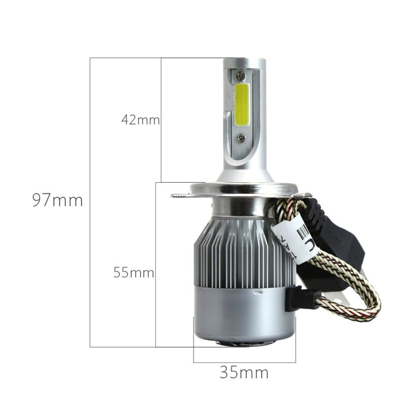 Auto si Moto - Electrice auto - Iluminare si semnalizare - Becuri auto - Set 2 LED-uri Auto Techstar® C6, H4, 36w, 3800 Lumeni, 6500K, AUTO, 12-24 Volti, COB - Infinity.ro