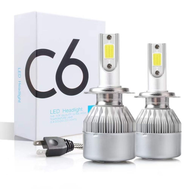 Auto si Moto - Electrice auto - Iluminare si semnalizare - Becuri auto - Set 2 LED-Uri Auto Techstar® C6, H7, 36w, 3800 Lumeni, 6500K, AUTO, 12-24 Volti, COB - Infinity.ro