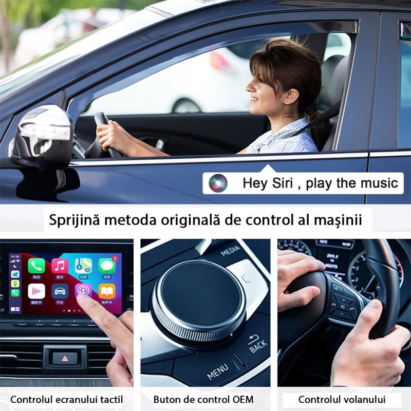 Auto si Moto - Electronice auto - Multimedia auto - Adaptor Wireless Techstar® CTHT-020-2 Pentru Apple CarPlay Si IPhone IOS 10+, Dongle USB-Type C , WiFi 5G, Bluetooth - Infinity.ro