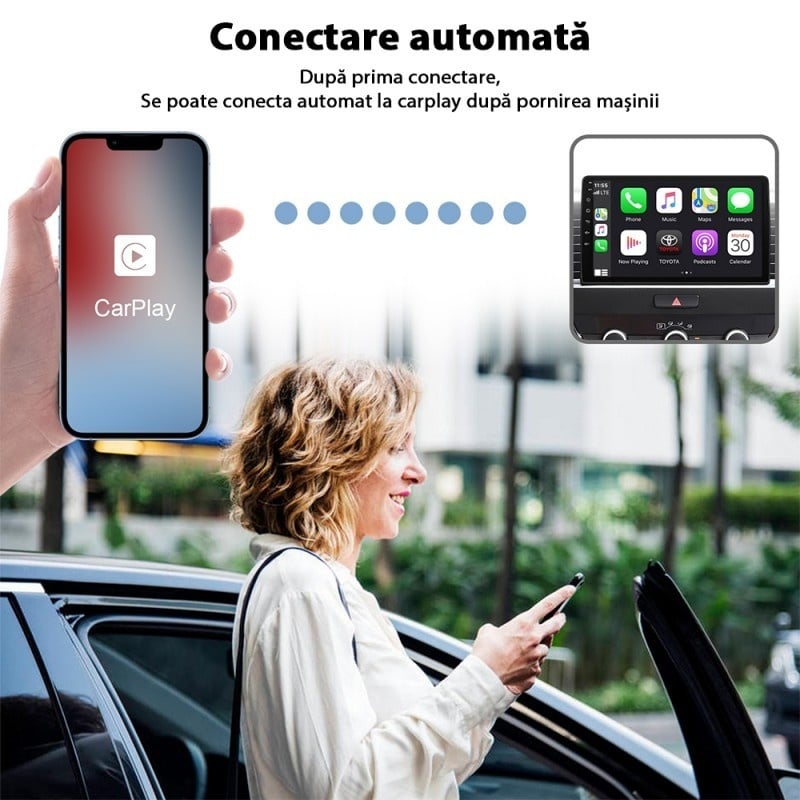 Auto si Moto - Electronice auto - Multimedia auto - Adaptor Wireless Techstar® CTHT-020-2 Pentru Apple CarPlay Si IPhone IOS 10+, Dongle USB-Type C , WiFi 5G, Bluetooth - Infinity.ro