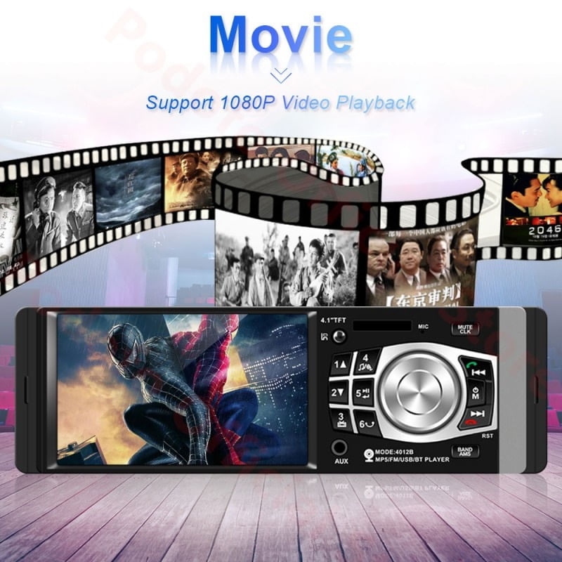 Auto si Moto - Electronice auto - Multimedia auto - MP5 Player Techstar® 4012B, 1DIN, Ecran HD 4.1 inch, Comenzi Volan, Telecomanda, Bluetooth, USB, Negru - Infinity.ro