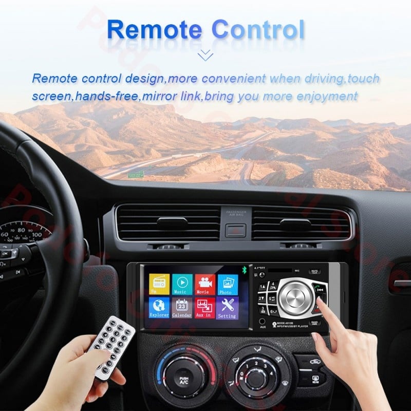 Auto si Moto - Electronice auto - Multimedia auto - MP5 Player Techstar® 4012B, 1DIN, Ecran HD 4.1 inch, Comenzi Volan, Telecomanda, Bluetooth, USB, Negru - Infinity.ro