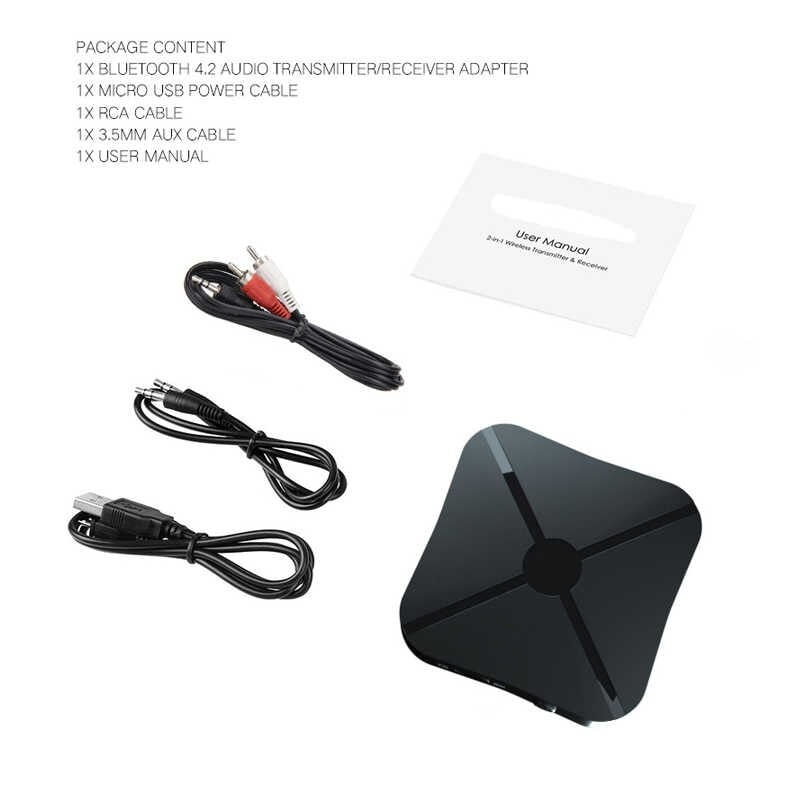 Auto si Moto - Electronice auto - Accesorii electronice auto - Transmitator si Receptor Audio Techstar® KN319, Bluetooth 4.2, Wireless, 2in1, Real Stereo, Adaptor TV, 3.5mm - Infinity.ro