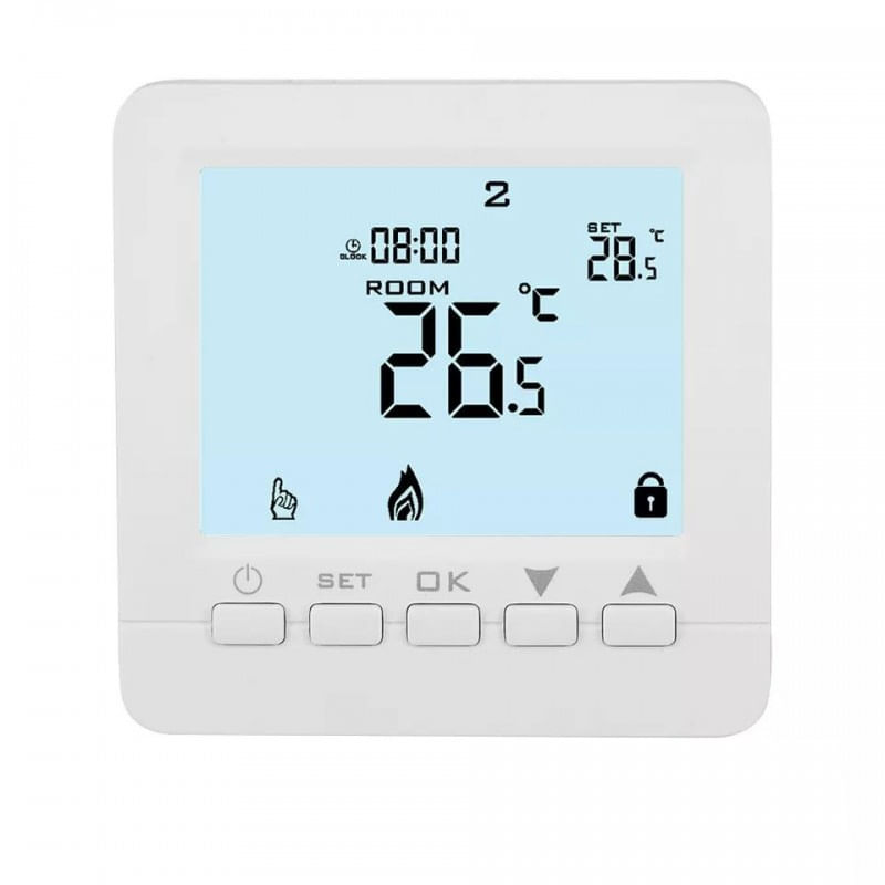 Casa si Gradina - Termice - Centrale termice si accesorii - Accesorii incalzire - Termostat Techstar® TH-06, Ecran Digital, Incastrabil, 16A, 3500W, Alimentare 220V, Senzor Pardoseala, Alb - Infinity.ro