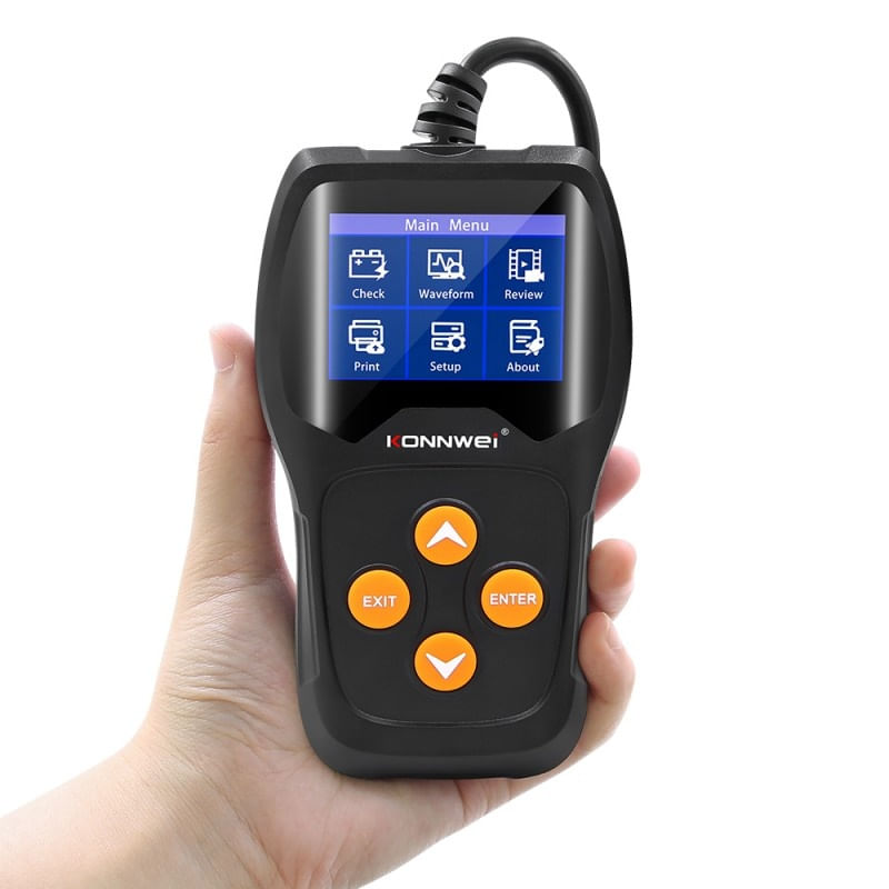 Auto si Moto - Reparatii si depanare - Scule auto - Testere si multimetre - Tester profesional pentru baterii auto, Konnwei KW600, 12V/24V, Display 2,4 inch, Graficul tensiunii, 100-2000 CCA - Infinity.ro