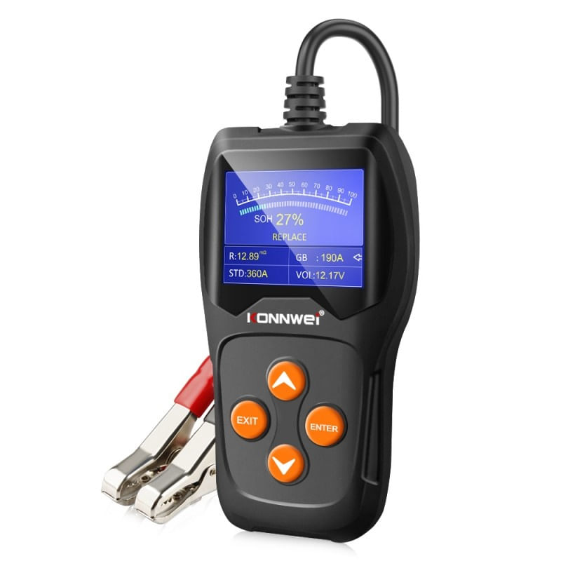Auto si Moto - Reparatii si depanare - Scule auto - Testere si multimetre - Tester profesional pentru baterii auto, Konnwei KW600, 12V/24V, Display 2,4 inch, Graficul tensiunii, 100-2000 CCA - Infinity.ro