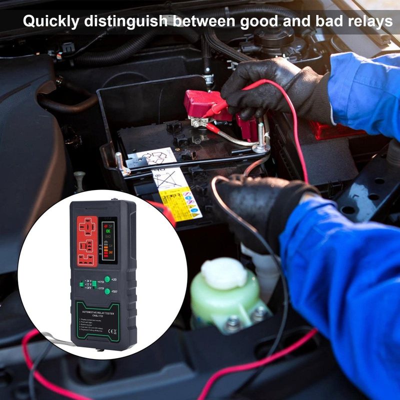 Auto si Moto - Reparatii si depanare - Scule auto - Testere si multimetre - Detector Tester de Relee Auto Wireless Techstar® CNBJ-722, pentru 12V/24V , Compatibil cu Relee 4 si 5 Pini, Afisaj - Infinity.ro