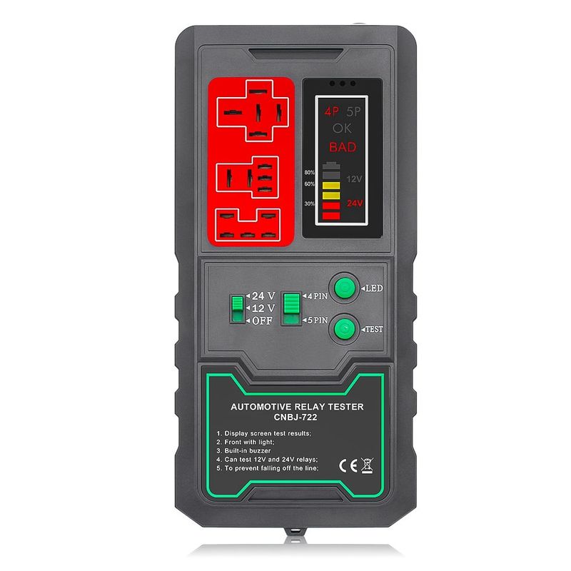 Auto si Moto - Reparatii si depanare - Scule auto - Testere si multimetre - Detector Tester de Relee Auto Wireless Techstar® CNBJ-722, pentru 12V/24V , Compatibil cu Relee 4 si 5 Pini, Afisaj - Infinity.ro