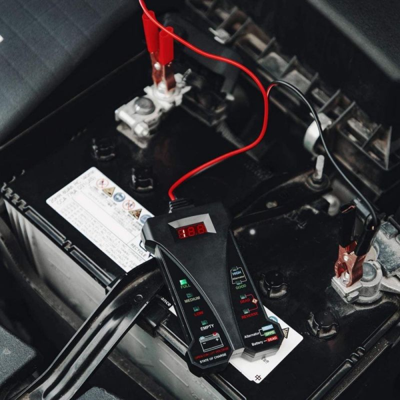 Auto si Moto - Reparatii si depanare - Scule auto - Testere si multimetre - Tester Digital pentru Baterii Auto 12V Techstar® cu Voltmeter si Analizor al Sistemului de Incarcare al Alternatorului - Infinity.ro