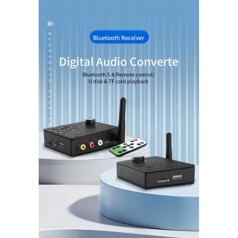 TV, Audio-Video si Foto - Accesorii TV si audio - Cabluri si adaptoare audio - Convertor Audio Digital la Analog Techstar® DAC 192KHz cu Bluetooth 5.4 si Telecomanda, Intrare Coaxial, Iesiri RCA si - Infinity.ro