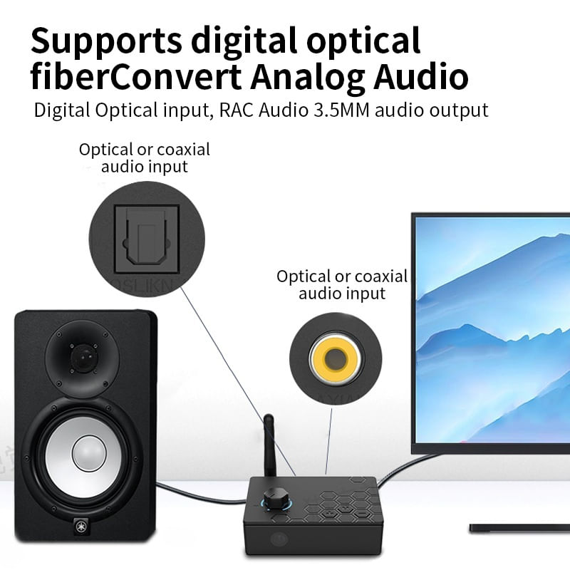TV, Audio-Video si Foto - Accesorii TV si audio - Cabluri si adaptoare audio - Convertor Audio Digital la Analog Techstar® DAC 192KHz cu Bluetooth 5.4 si Telecomanda, Intrare Coaxial, Iesiri RCA si - Infinity.ro