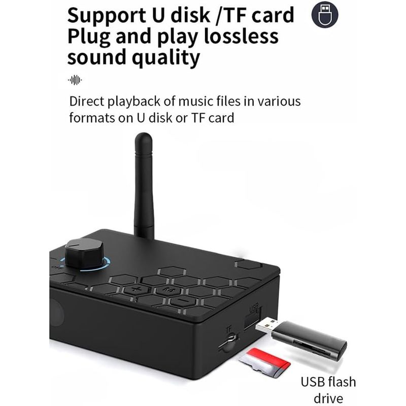 TV, Audio-Video si Foto - Accesorii TV si audio - Cabluri si adaptoare audio - Convertor Audio Digital la Analog Techstar® DAC 192KHz cu Bluetooth 5.4 si Telecomanda, Intrari Optice, Iesiri RCA - Infinity.ro