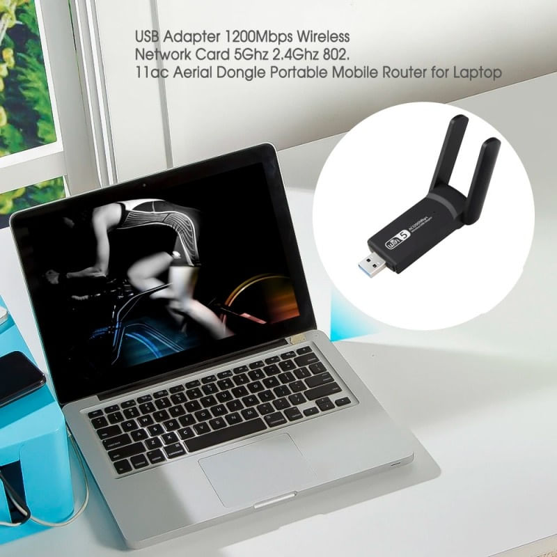TV, Audio-Video si Foto - Accesorii TV si audio - Cabluri si adaptoare audio - Adaptor Wireless Techstar® AC 1300 Dual-Band, 1200Mbps, USB 3.0, 2.4G/5G, Long Range, 2 Antene, Negru - Infinity.ro
