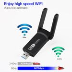 TV, Audio-Video si Foto - Accesorii TV si audio - Cabluri si adaptoare audio - Adaptor Wireless Techstar® AC 1300 Dual-Band, 1200Mbps, USB 3.0, 2.4G/5G, Long Range, 2 Antene, Negru - Infinity.ro