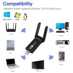 TV, Audio-Video si Foto - Accesorii TV si audio - Cabluri si adaptoare audio - Adaptor Wireless Techstar® AC 1300 Dual-Band, 1200Mbps, USB 3.0, 2.4G/5G, Long Range, 2 Antene, Negru - Infinity.ro