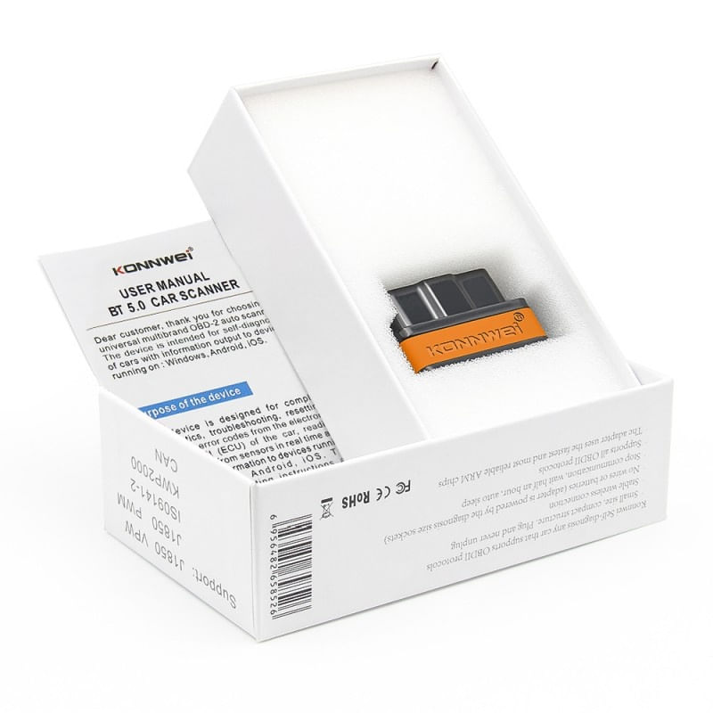 Auto si Moto - Reparatii si depanare - Sisteme de diagnoza - Diagnoza auto OBD2 KONNWEI KW901, Bluetooth 5.0, Buton ON-OFF, compatibil Android iOS, ELM 327 OBDII, Negru/Orange - Infinity.ro