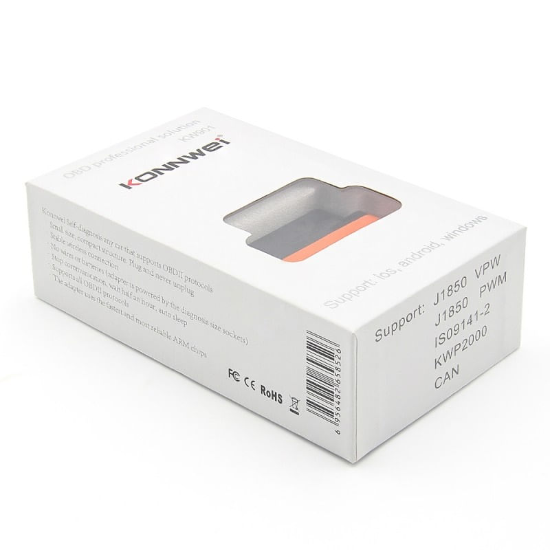 Auto si Moto - Reparatii si depanare - Sisteme de diagnoza - Diagnoza auto OBD2 KONNWEI KW901, Bluetooth 5.0, Buton ON-OFF, compatibil Android iOS, ELM 327 OBDII, Negru/Orange - Infinity.ro