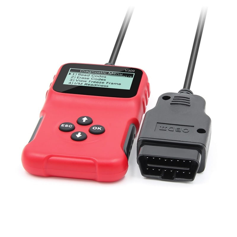 Auto si Moto - Reparatii si depanare - Sisteme de diagnoza - Dispozitiv de diagnosticare si scanare auto Techstar® V309, OBD2, Citire/ Stergere coduri de eroare, Ecran LCD, Cautare - Infinity.ro