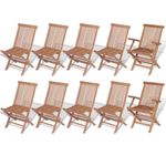 Casa si Gradina - Gradina si terasa - Mobilier exterior - Seturi mobila gradina - Set mobilier exterior cu scaune pliabile, 11 piese, lemn de tec - Infinity.ro