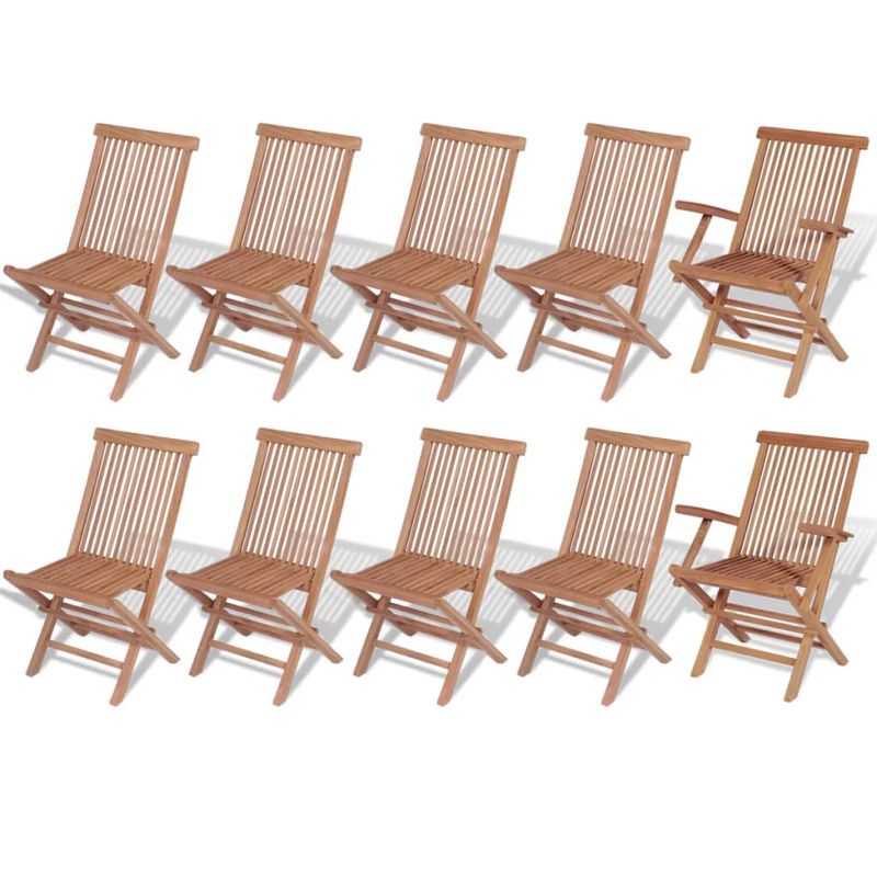 Casa si Gradina - Gradina si terasa - Mobilier exterior - Seturi mobila gradina - Set mobilier exterior cu scaune pliabile, 11 piese, lemn de tec - Infinity.ro