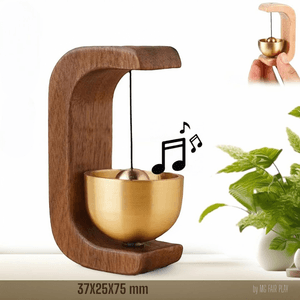 Sonerie de vant, lemn masiv, 37x25x75 mm, in forma de clopotel, fixare 2magneti sau dublu adeziv