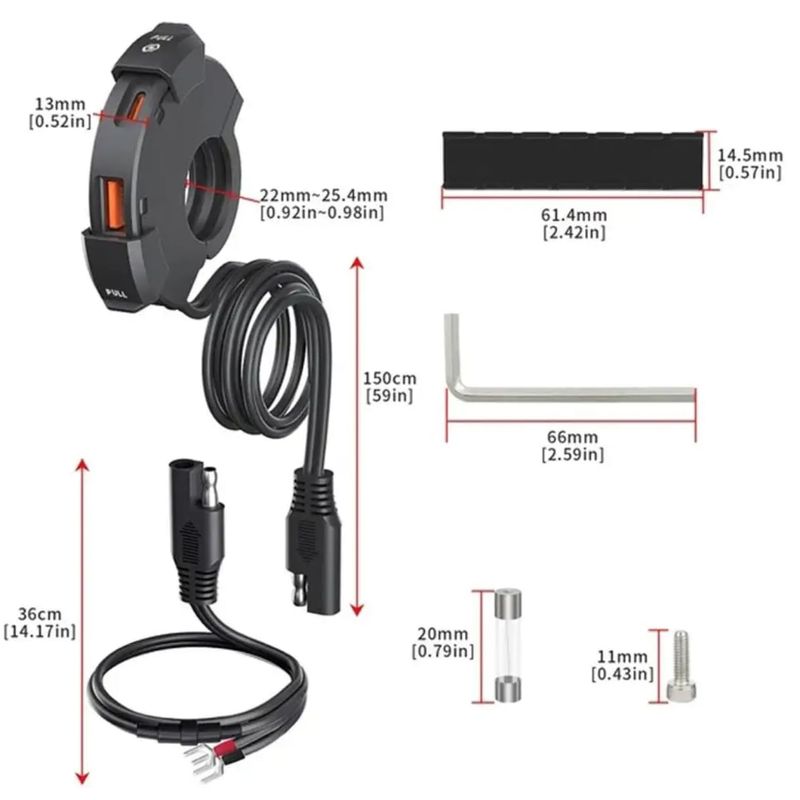Auto si Moto - Moto - Accesorii moto si consumabile - Incarcator USB pentru Motocicleta SLIM TYPE-C QC3.0 Fast Charging Dual Port USB-A si USB-C pentru Motocicleta ATV Scuter - Infinity.ro