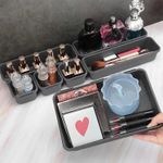 Casa si Gradina - Mobilier - Organizare si depozitare - Organizatoare pentru sertare si dulapuri - Organizator modular pentru sertar, plastic, inaltime 5 cm, 8 recipiente, gri inchis - Infinity.ro