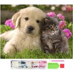 Jucarii, Copii si Bebe - Jucarii si jocuri - Jucarii & jocuri educative - Seturi de artizanat - Set de broderie cu diamante 5D, model Pisica si caine, 30x40 cm, accesorii incluse, multicolor - Infinity.ro