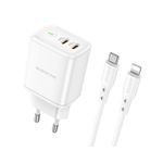 Laptop, Telefoane si Tablete - Telefoane mobile si accesorii - Accesorii Telefoane - Incarcatoare telefoane - Incarcator Retea Borofone Iesire 2 X Usb - C, Putere Incarcare 35W, Quick Charge 3.0, Cablu Lightning Inclus, Alb BN9 - Infinity.ro