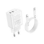 Laptop, Telefoane si Tablete - Telefoane mobile si accesorii - Accesorii Telefoane - Incarcatoare telefoane - Incarcator Retea Borofone Iesire 2 X Usb - C, Putere Incarcare 35W, Quick Charge 3.0, Cablu Lightning Inclus, Alb BN9 - Infinity.ro
