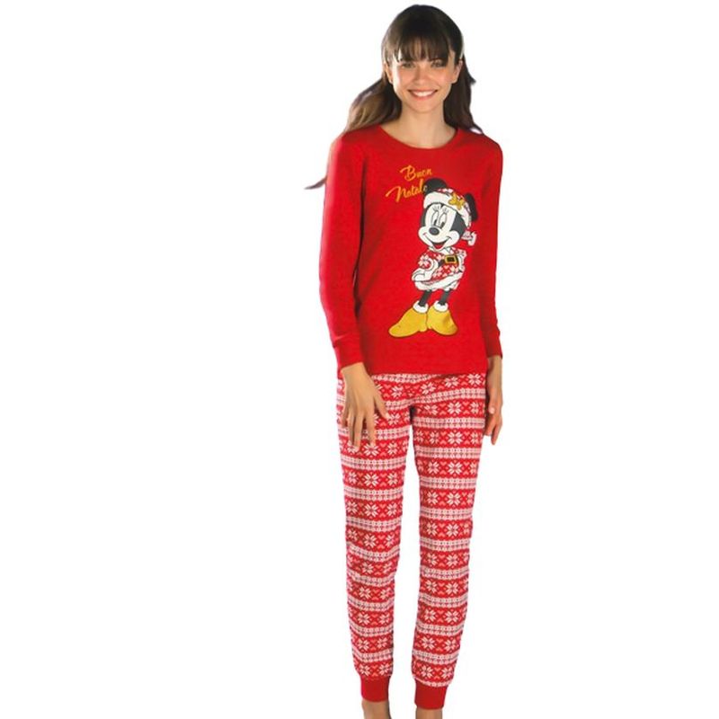 Fashion, accesorii si bijuterii - Copii - Lenjerie si pijamale copii - Pijamale copii - Pijama de bumbac cu tematica de Craciun, Minnie Mouse DY50C7129, Rosu, 110-116 CM 5-6 ani - Infinity.ro