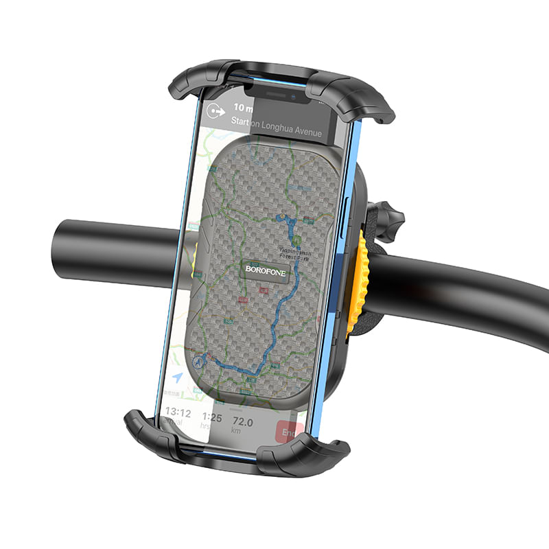 Sport si Outdoor - Ciclism - Accesorii pentru biciclete - Suporturi accesorii biciclete - Suport Telefon Universal, pentru Bicicleta, Motocicleta Scuter si Trotineta (125-175 mm) - Negru / Galben - Infinity.ro