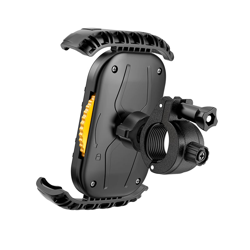 Sport si Outdoor - Ciclism - Accesorii pentru biciclete - Suporturi accesorii biciclete - Suport Telefon Universal, pentru Bicicleta, Motocicleta Scuter si Trotineta (125-175 mm) - Negru / Galben - Infinity.ro
