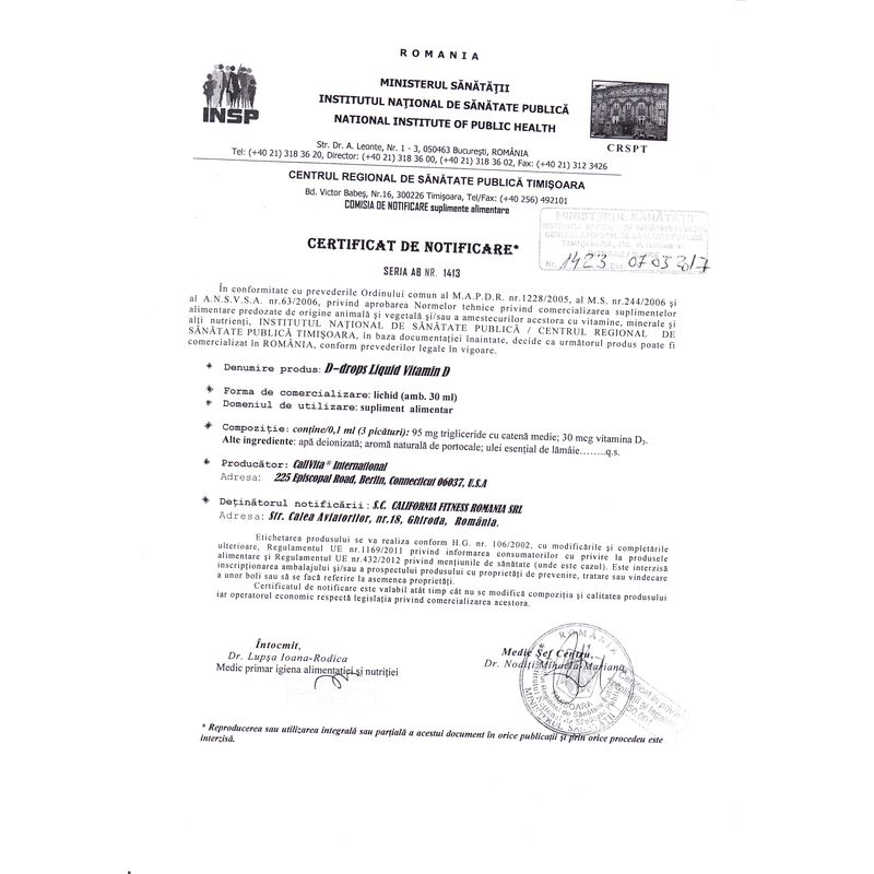 Ingrijire personala si Cosmetice - Sanatate si wellness - Suplimente alimentare - Alte suplimente alimentare - D-drops Vitamina D3 in Picaturi din Ficat de Cod pentru Adulti si Copii - Calivita - Infinity.ro