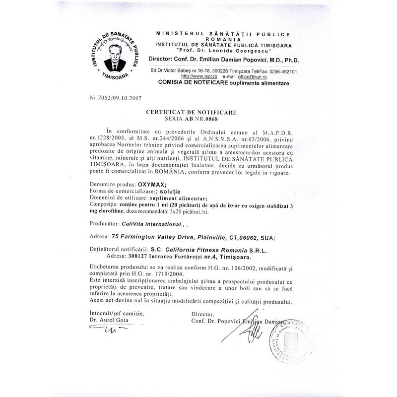 Ingrijire personala si Cosmetice - Sanatate si wellness - Suplimente alimentare - Alte suplimente alimentare - OxyMax® pentru Sistemul Circulatoriu rol de reducere a efectelor Poluarii asupra Organismului (60 ml) - Calivita - Infinity.ro