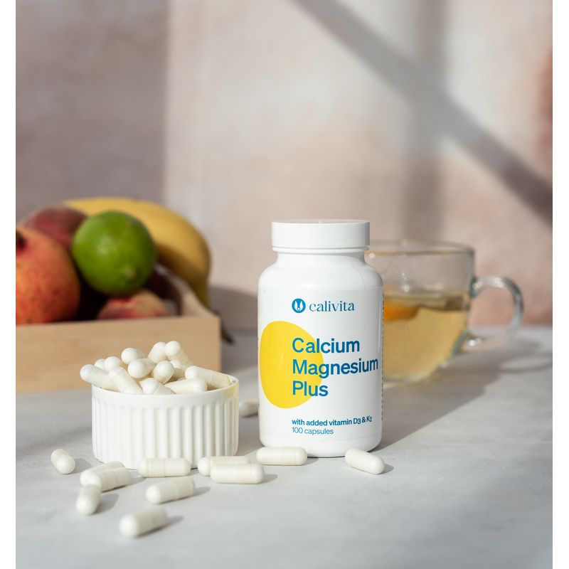 Ingrijire personala si Cosmetice - Sanatate si wellness - Suplimente alimentare - Alte suplimente alimentare - Calcium Magnesium Plus, Supliment alimentar cu Calciu, Magneziu, Vitamina D3 si K2 (100 Capsule) - Calivita - Infinity.ro