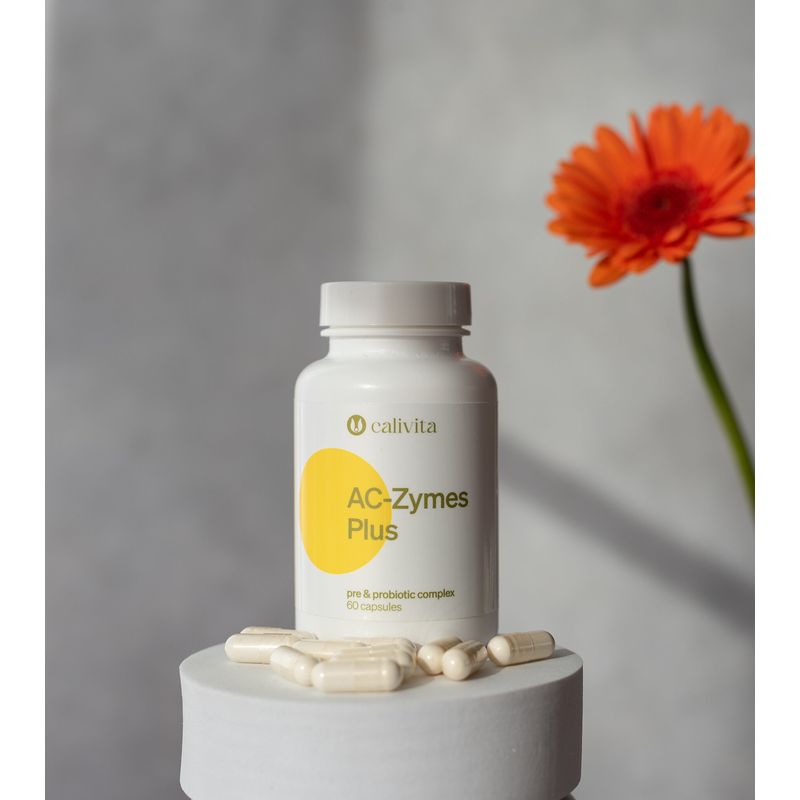 Ingrijire personala si Cosmetice - Sanatate si wellness - Suplimente alimentare - Alte suplimente alimentare - Ac-Zymes Plus Complex de Pro şi Prebiotice pentru sprijinirea Florei Intestinale pe baza de Probiotice (60 c) - Calivita - Infinity.ro