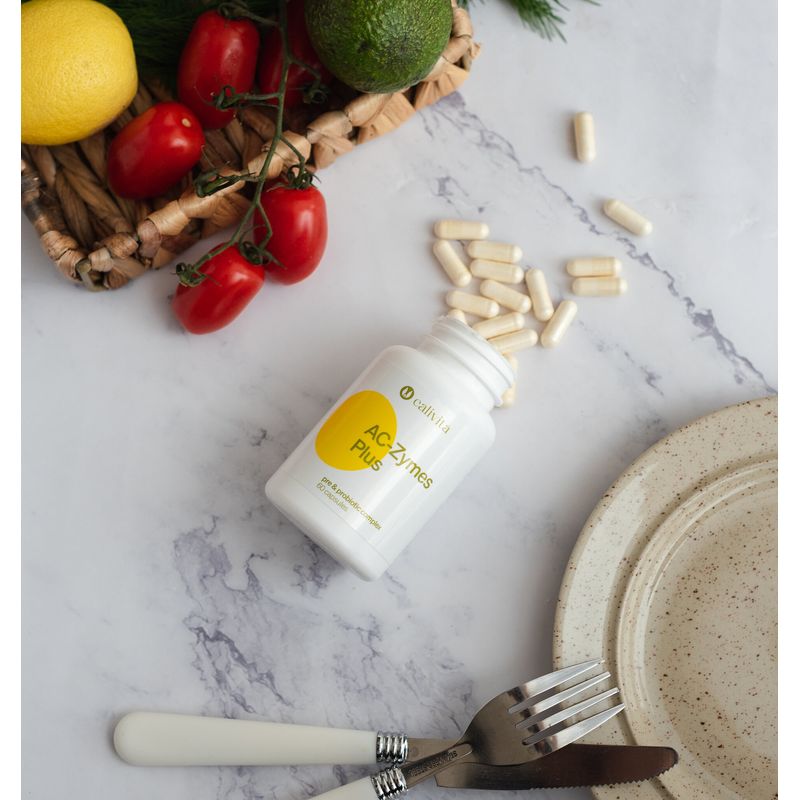 Ingrijire personala si Cosmetice - Sanatate si wellness - Suplimente alimentare - Alte suplimente alimentare - Ac-Zymes Plus Complex de Pro şi Prebiotice pentru sprijinirea Florei Intestinale pe baza de Probiotice (60 c) - Calivita - Infinity.ro