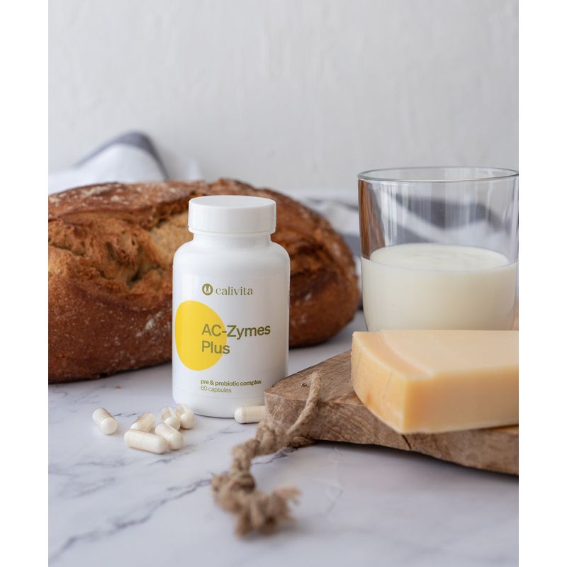 Ingrijire personala si Cosmetice - Sanatate si wellness - Suplimente alimentare - Alte suplimente alimentare - Ac-Zymes Plus Complex de Pro şi Prebiotice pentru sprijinirea Florei Intestinale pe baza de Probiotice (60 c) - Calivita - Infinity.ro