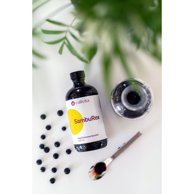 Ingrijire personala si Cosmetice - Sanatate si wellness - Suplimente alimentare - Alte suplimente alimentare - SambuRex Complex Nutritiv pentru Imunitate din Extract de Soc negru cu Echinaceea Vitamina C si Zinc (240 ml) - CaliVita - Infinity.ro