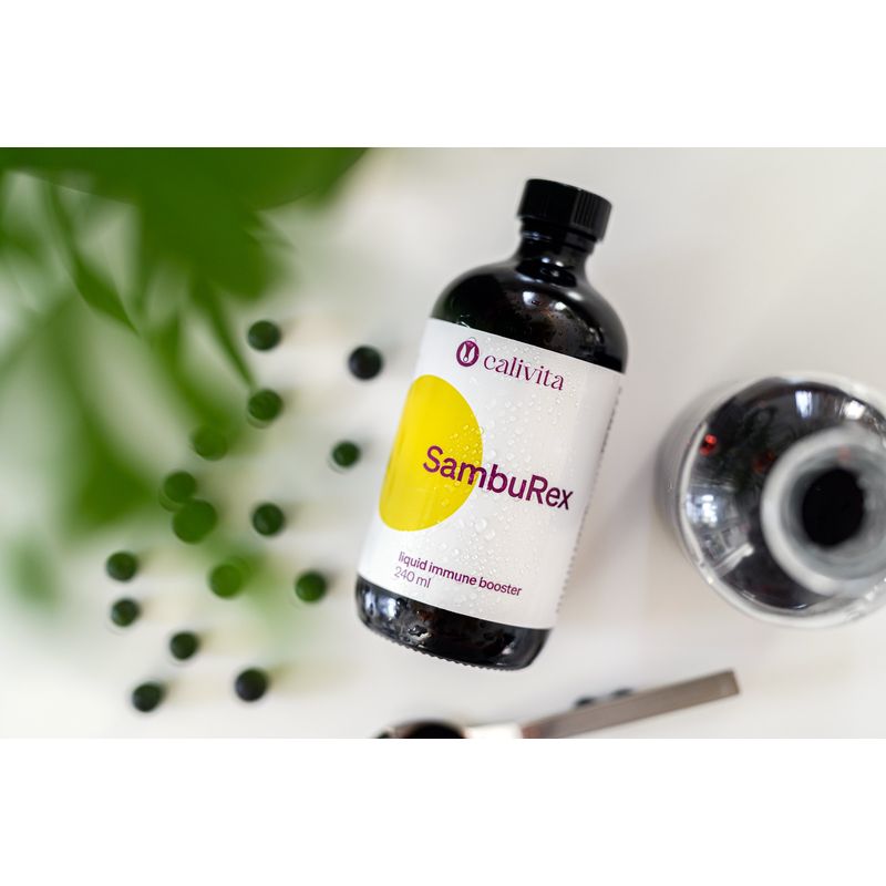 Ingrijire personala si Cosmetice - Sanatate si wellness - Suplimente alimentare - Alte suplimente alimentare - SambuRex Complex Nutritiv pentru Imunitate din Extract de Soc negru cu Echinaceea Vitamina C si Zinc (240 ml) - CaliVita - Infinity.ro